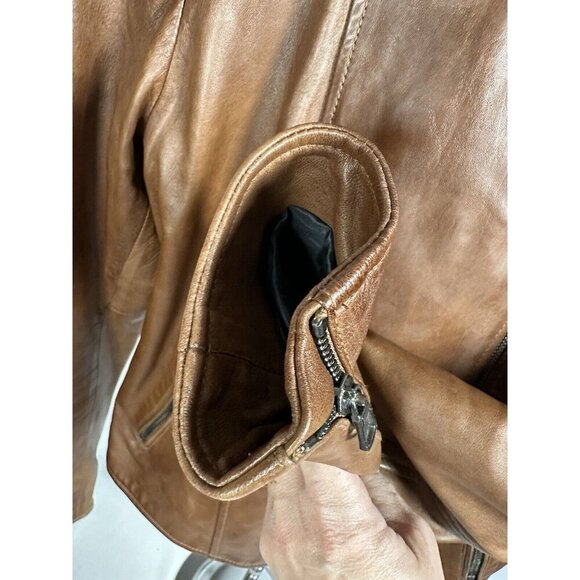 Factory Firenze Soft Italian Leather Women’s Jacket Sz M Zip Front,SleevesPocket - Picture 4 of 12